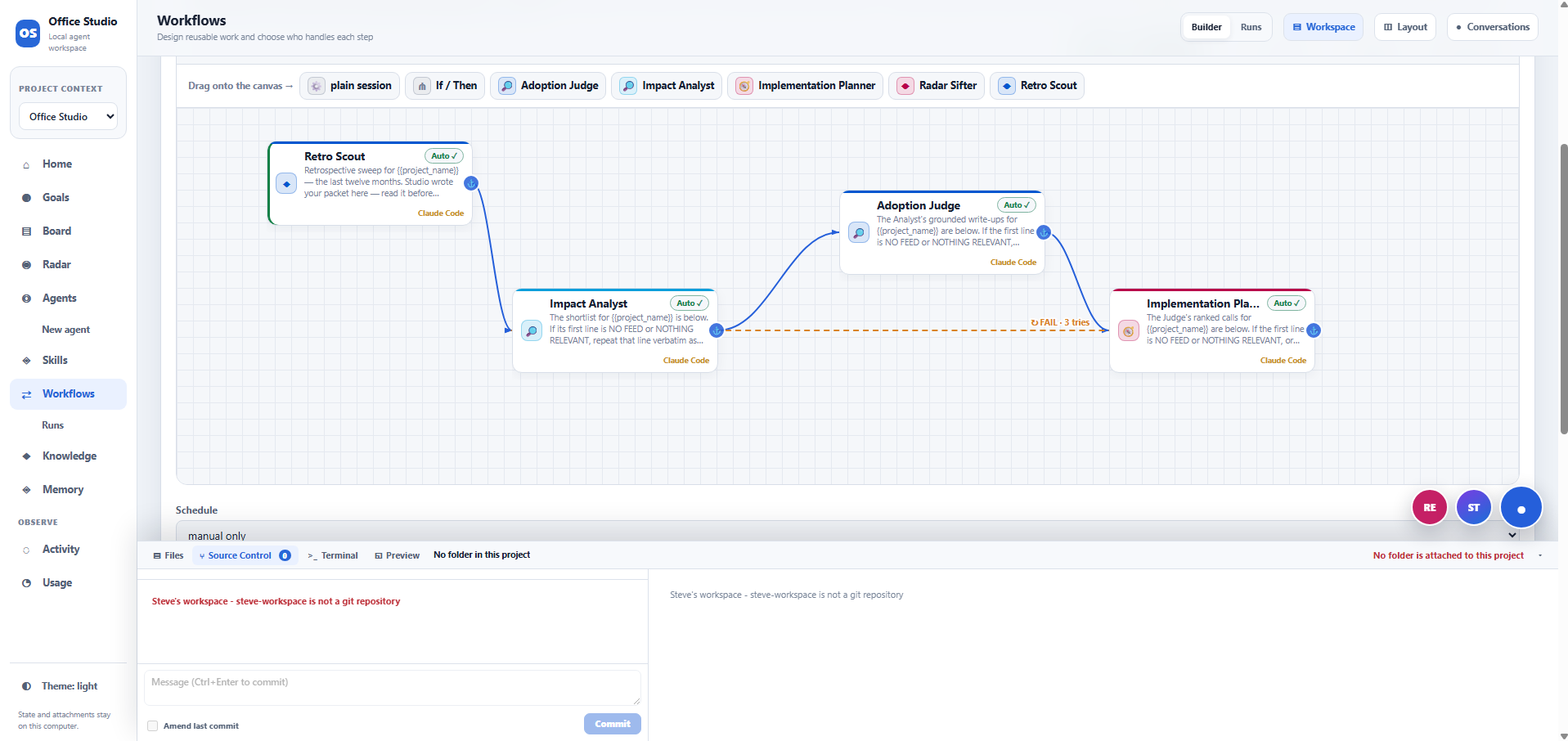 Visual workflow builder in our automation platform